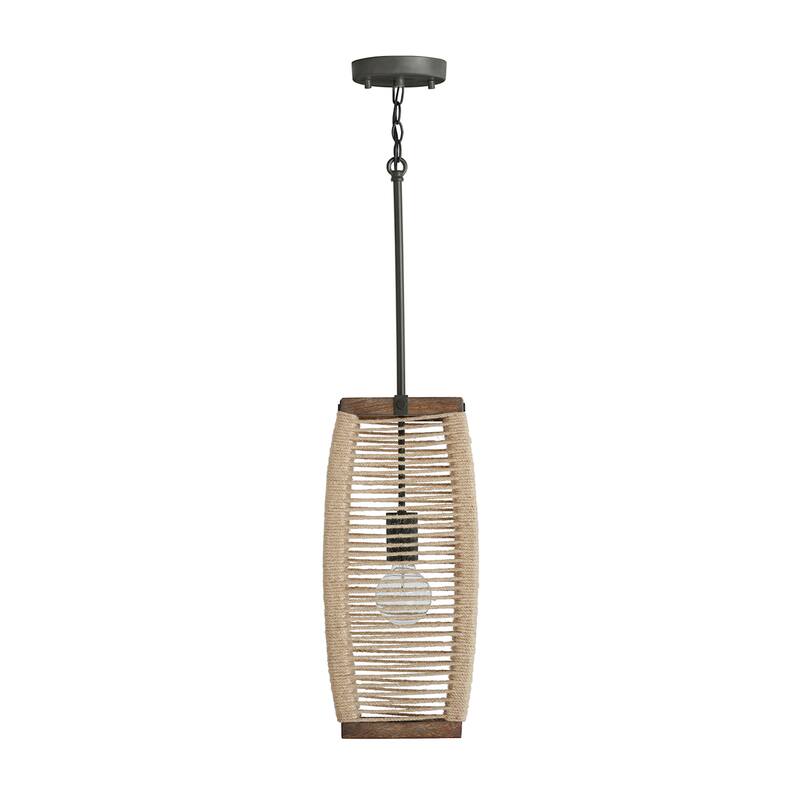 Jacob 1-light Grey Wash/ Iron Silk Hanging Pendant - Grey Wash/ Iron Silk - 19"H x 8.5"W