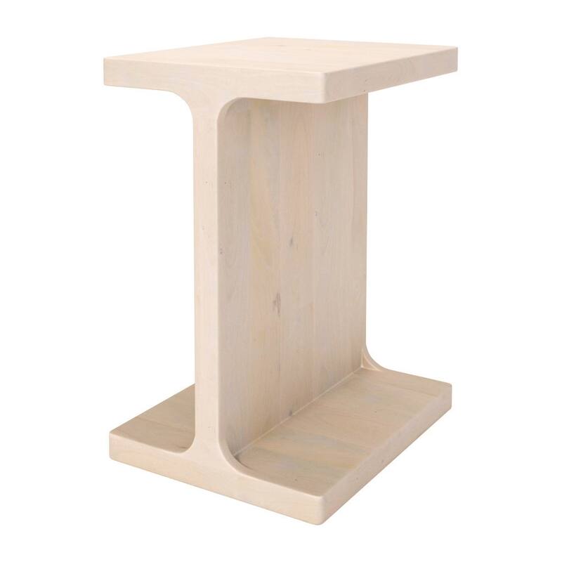 20-inch Solid Wood Pedestal End Table for Living Room or Bedroom - 13" x 15" x 20.1" - Natural