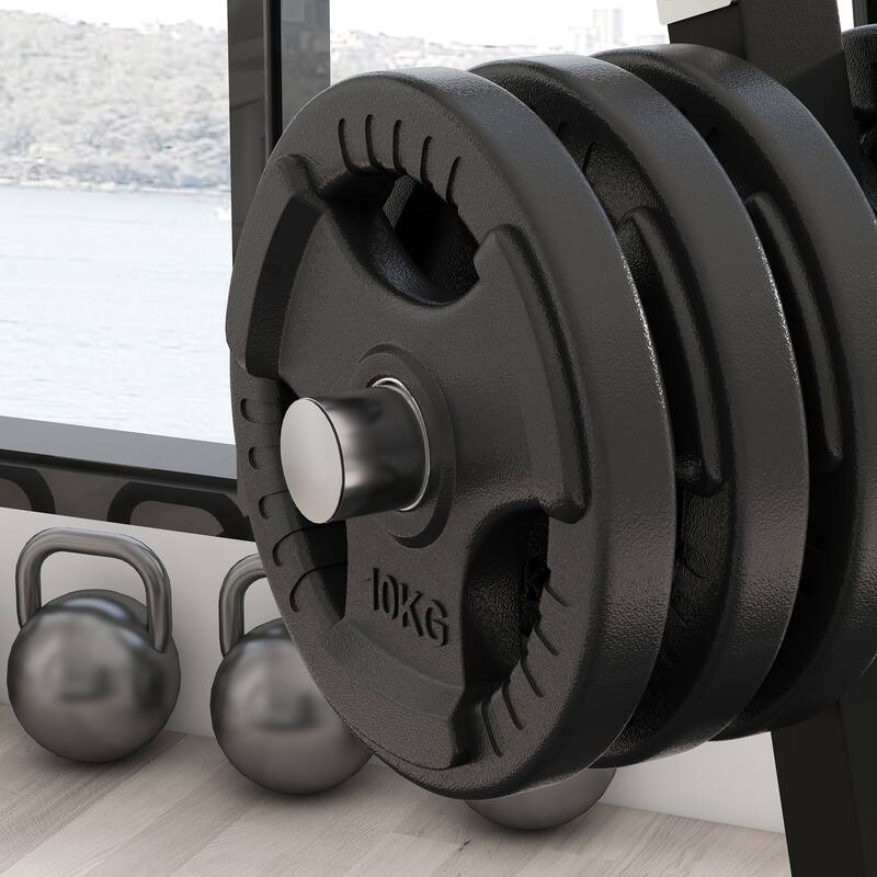 Soozier 2-inch Weight Rack for Plates and 3 Bars, Olympic Weight Tree Bumper Plate Storage Holder, 660 lbs. Capacity, Black
