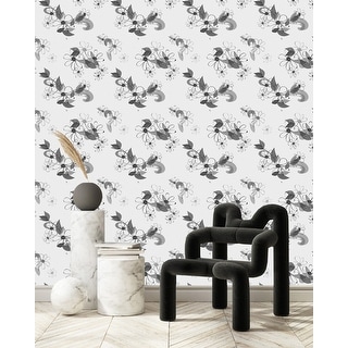 Black and White Floral Wallpaper - Bed Bath & Beyond - 35646777