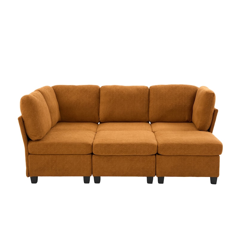 Modular Sleeper Sofa Bed U-shaped Sectional Couches with Hidden Storage Seat and Ottomans, Freely Combinable Chaise Lounge Sofa