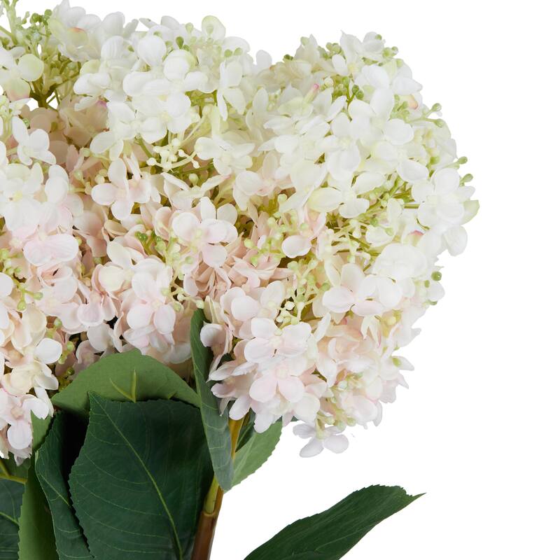 White Faux Foliage Tall Hydrangea Artificial Flower Stem (Set of 8)