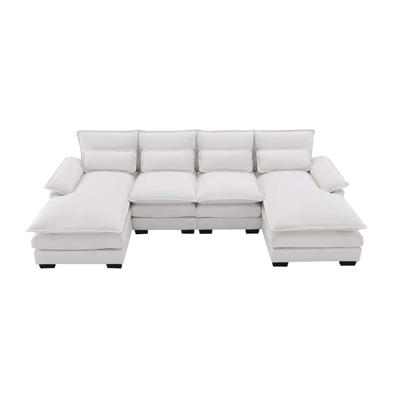Merax Modern U-shaped Sectional Sofa with Waist Pillows, and Chaise Lounge