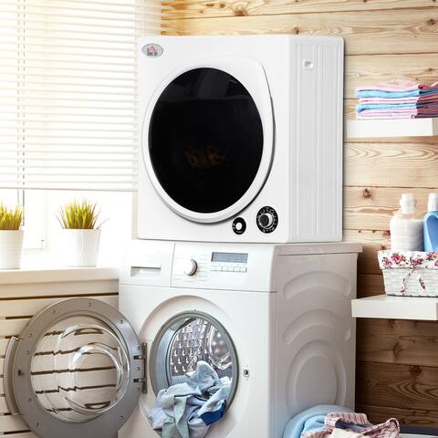 HOMCOM Compact Laundry Dryer, 1350W 3.22Cu.Ft Portable Clothes Dryer with 5 Drying Modes,Stainless Steel Tub for Apartment, Home