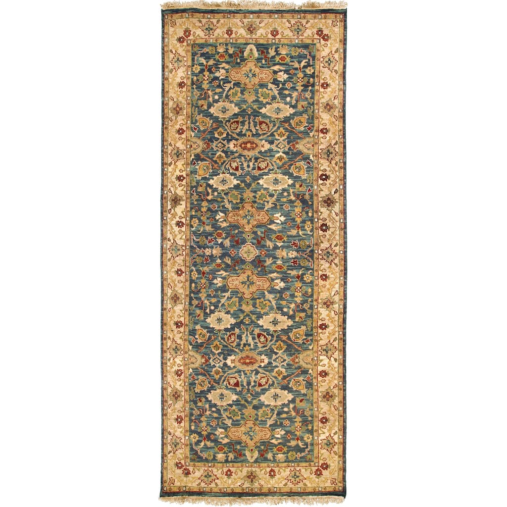 Hand-knotted Wool Area Rug - 4' x 10' Runner - 4' x 10' Runner