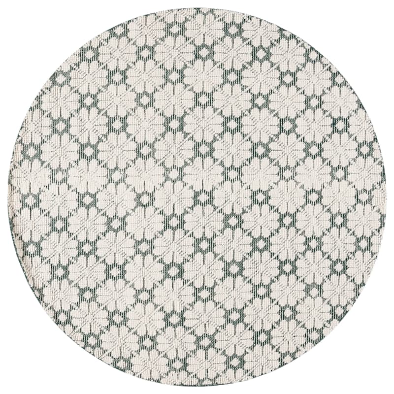 Martha Stewart by SAFAVIEH, Handmade Micheline Wool Rug - 6' Round - Ivory/Green