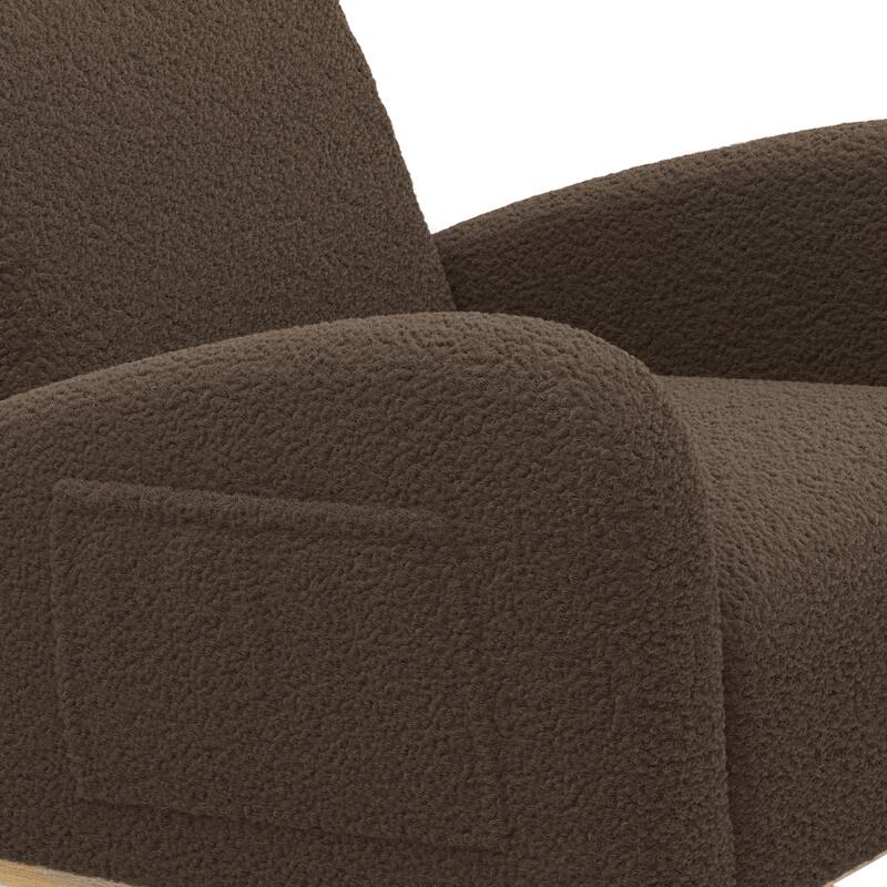 Modern Teddy Fabric Rocking Chair With Right Pocket For Indoor