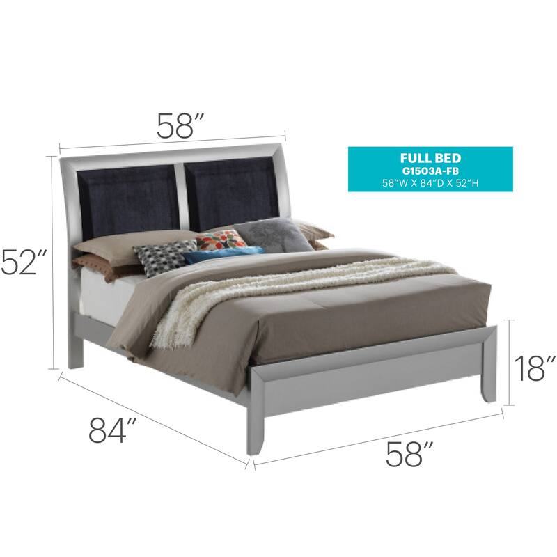 Modern Silver Champagne Full Bed with Sturdy Construction