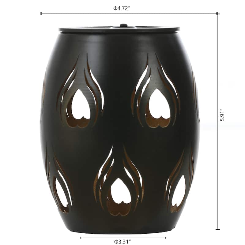 Black Fire Metal 6-Inch Solar Powered Outdoor Decorative Lantern