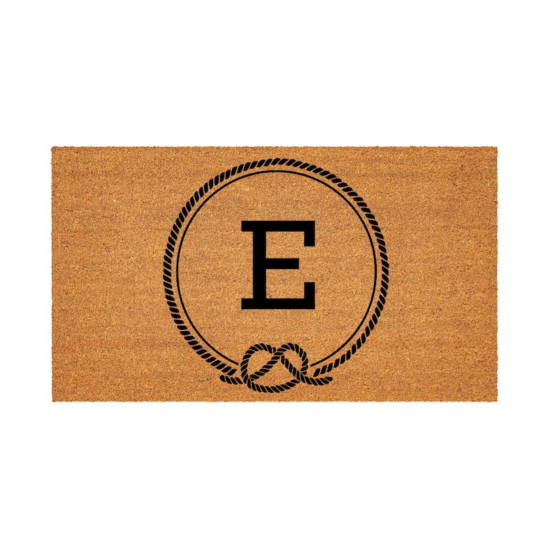 Coastal Coir Mat Nautical Monogram 28"x16" - Letter E