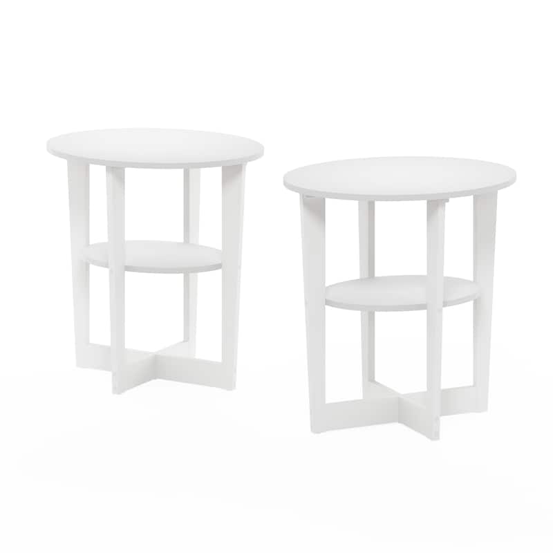 Furinno JAYA Oval End Table, Set of Two - White