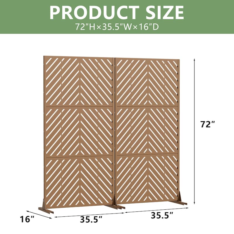 Outdoor Privacy Screen with Stand for Patio Garden Metal Fence Set of 2