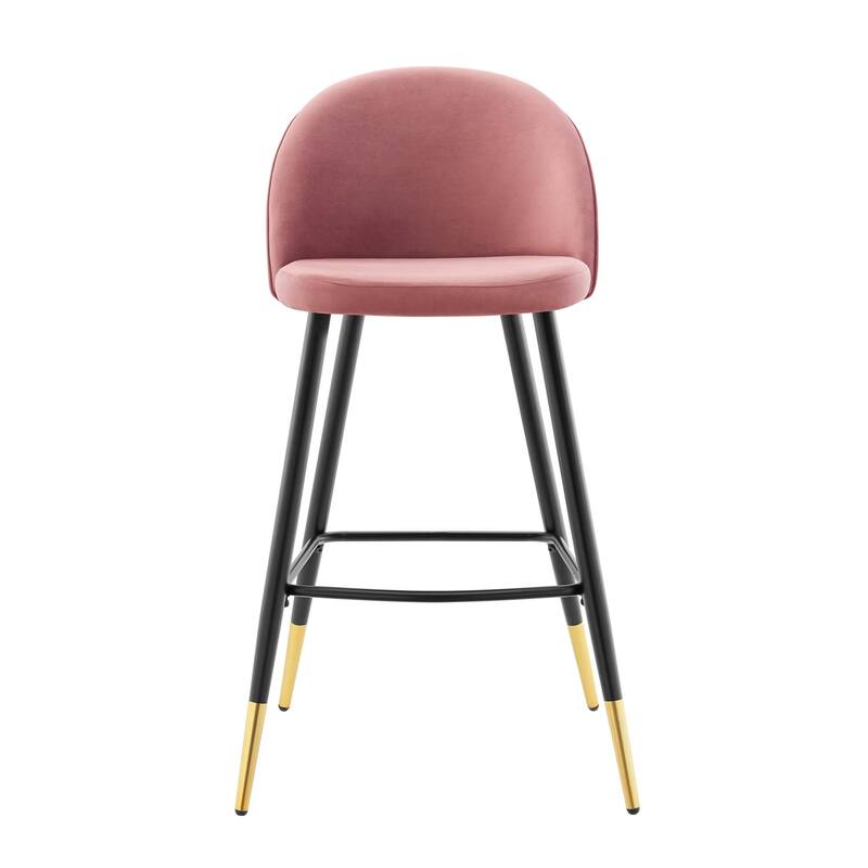 Modway Cordial Performance Velvet Dining Bar Stools in Mint, Set of 2