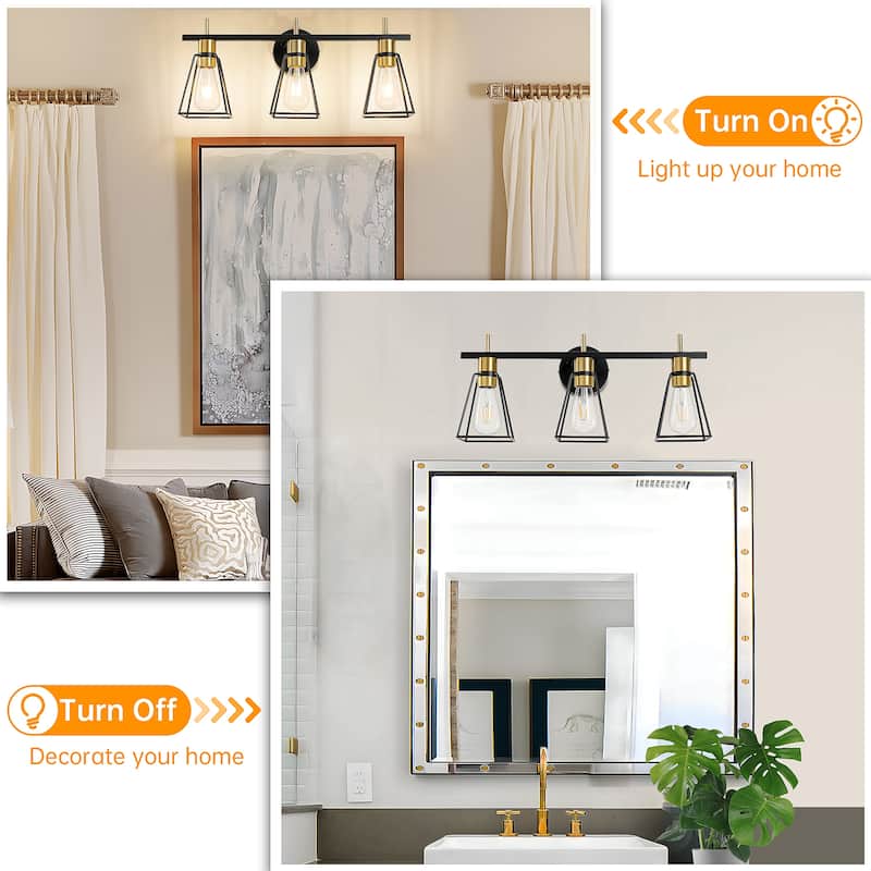Dimmable Bathroom Vanity Light Over Mirror Wall Sconce for Bathroom - 3-Light