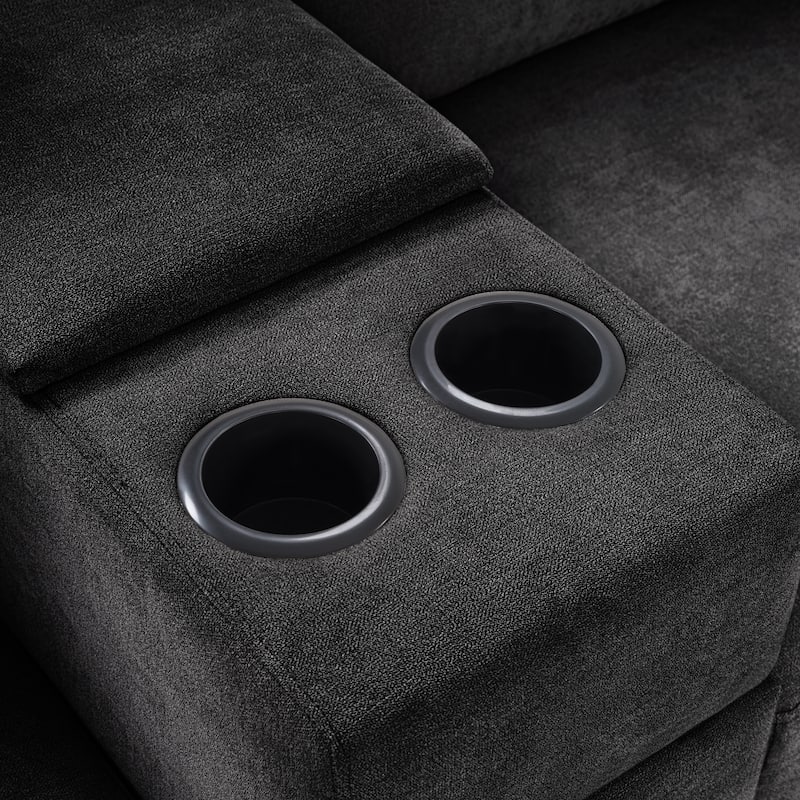 GDFStudio - 134" Modular Chenille U-Shape 5-Seat Sectional Sofa with Storage