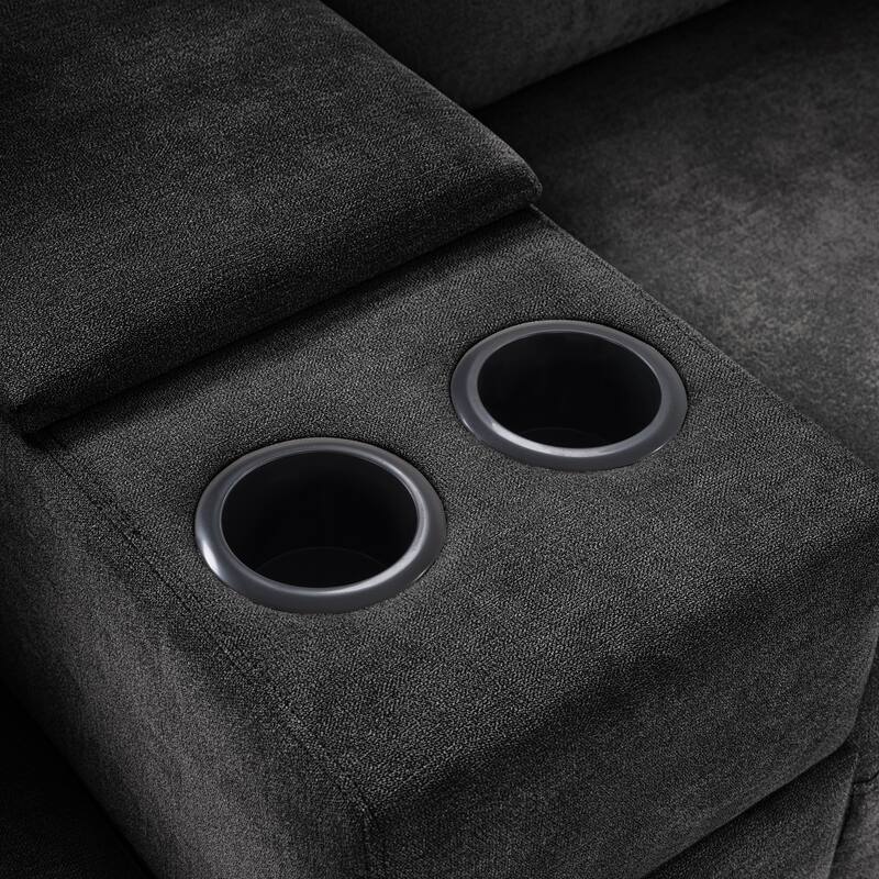 Modern 5-Seat Modular U-Shaped Sectional Sofa with Chaise, Storage Drawer, Built-In Cup Holders and Throw Pillows