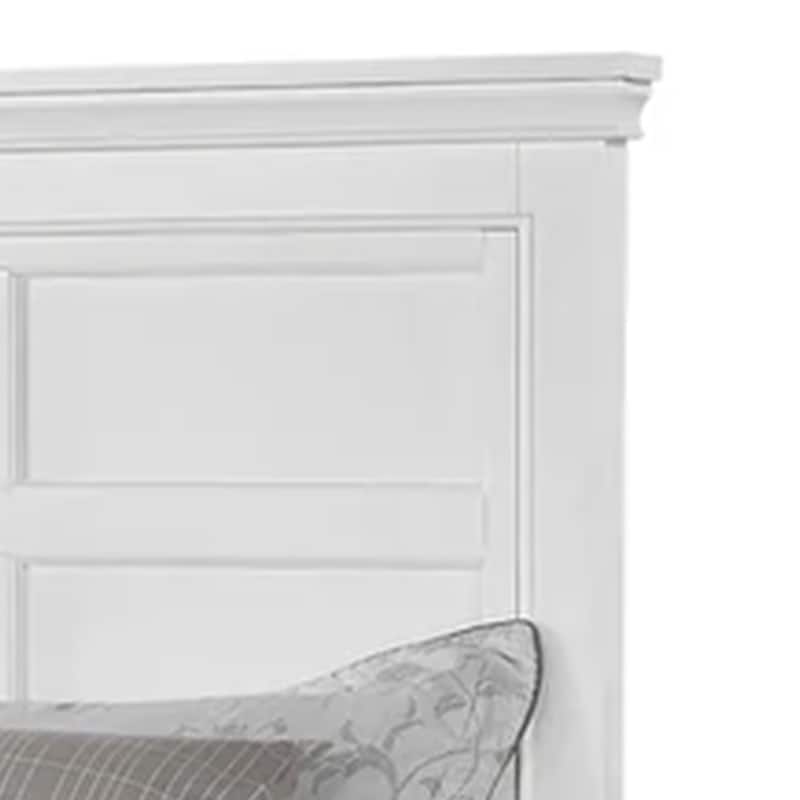 Lile Twin Bed with Side Rail Storage, Crown Molded Details, White Wood