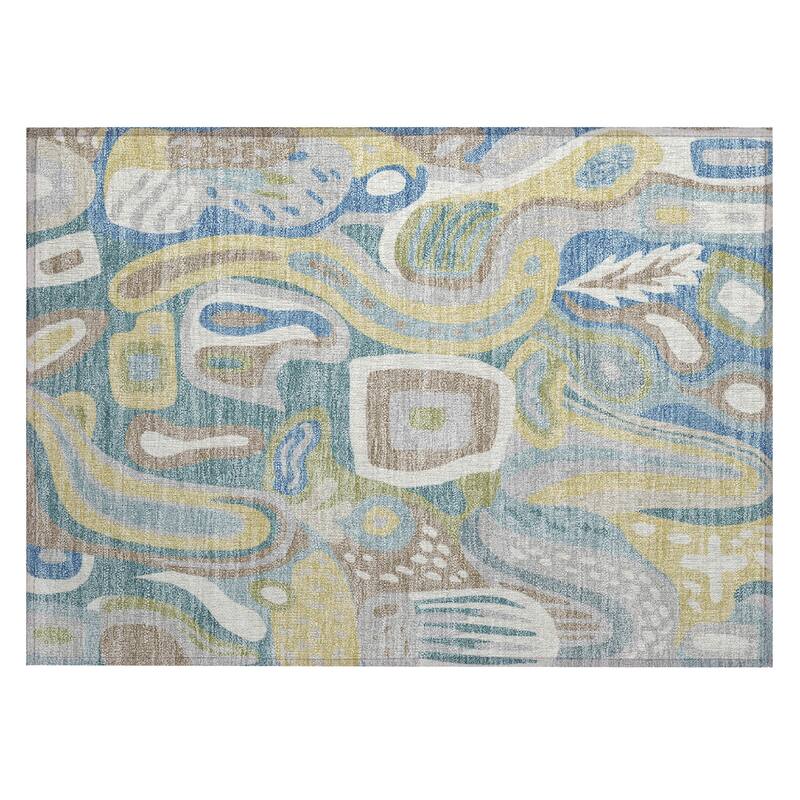 Machine Washable Indoor/ Outdoor Modern Picasy Chantille Rug