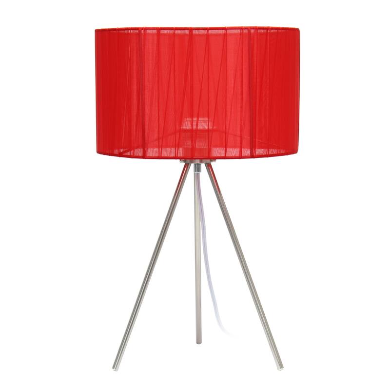 Creekwood Home 19.69" Contemporary Brushed Nickel Pedestal Table Lamp - 19.69 - Brushed Nickel/Red