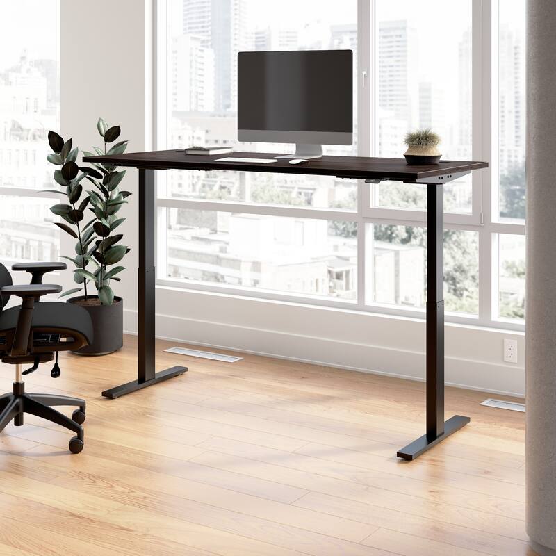 Bush Business Furniture Move 60 Series 72x30 Adjustable Standing Desk - Black Walnut/Black Powder Coat