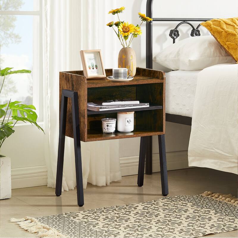 Javlergo Stackable Nightstand with Open Storage Shelves for Bedroom, Side End Table for Living Room