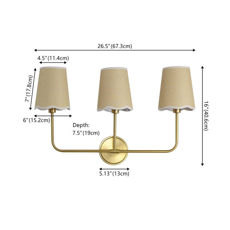 Lila Scalloped Fabric Shade/Metal LED Vanity Light