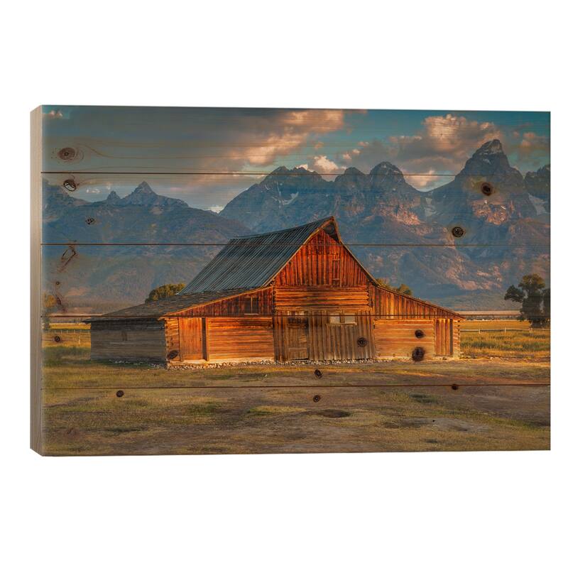 Old Barn Print On Wood by Sergio Lanza - Multi-Color - 18x26x1.5