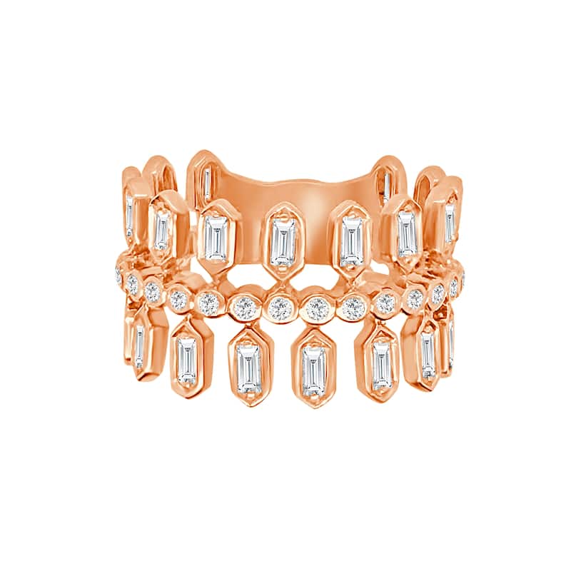 Auriya 14k Gold Lab Grown Baguette and Round Diamond Crown Band 0.94 ct. tw. (F-G, VS)