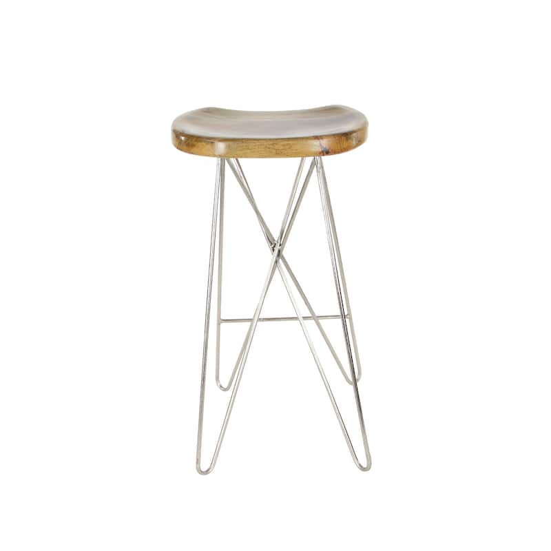 Mango Wood Bar Stool - Brown - Roche River Decor - 16"W x 16"L x 30"H