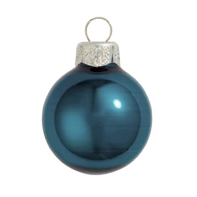 Pearl Finish Glass Christmas Ball Ornament - 7" (180mm) - Blue Marine