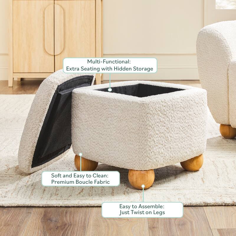 Walker Edison Contemporary Boucle Small Storage Ottoman