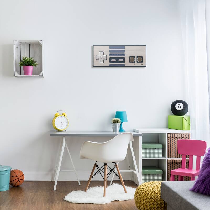 Stupell Vintage Video Game Entertainment System Classic Controller Blue Canvas Wall Art