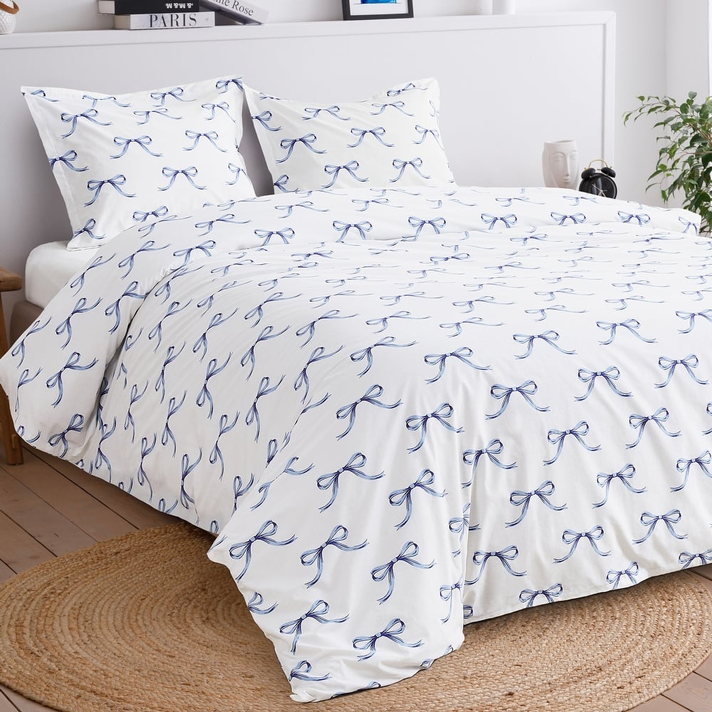 Gentle Ribbons Cotton Duvet Set Blue