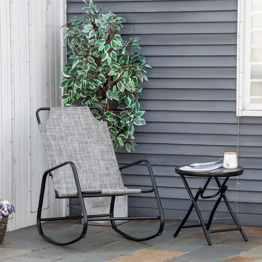 Outsunny Garden Rocking Chair, Outdoor Indoor Sling Fabric Rocker for Patio, Balcony, Porch