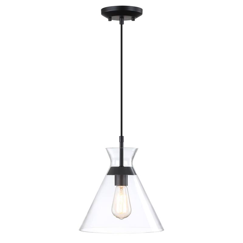 1-Light 73-in Brushed Nickel Mini Pendant Light With Clear Glass Shade
