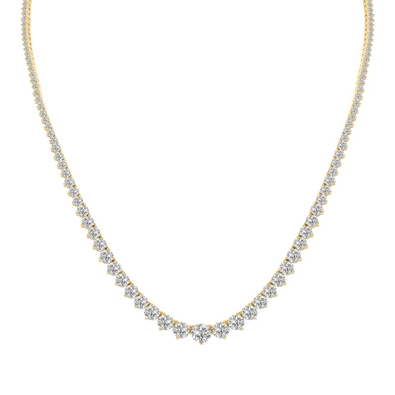 Marquee 10 Carat TW Graduated Lab Grown Diamond Tennis Necklace in 14K Yellow Gold