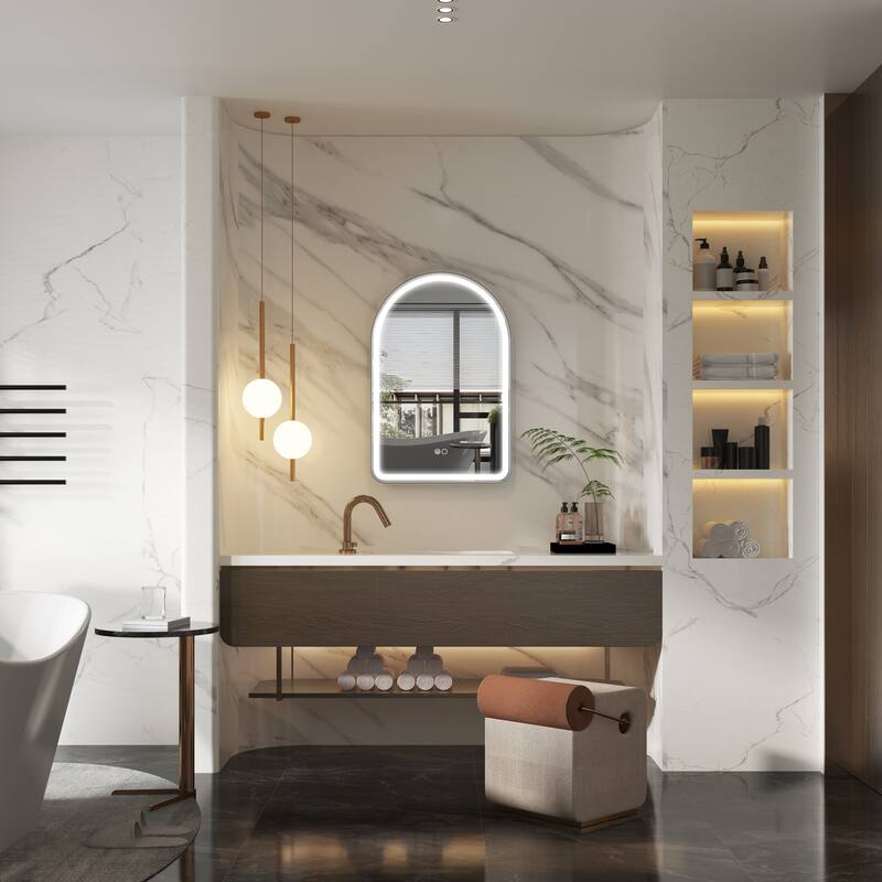 24/28''W X 36''H Wall Mounted Bathroom Framed LED Mirror With Memory Function,Anti-fog,Dimmable