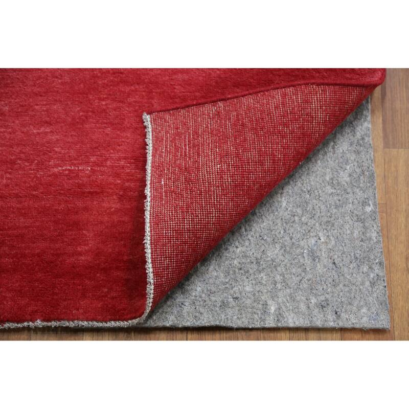 Hand Knotted Oriental 100% Wool Carpet Modern Solid Red Gabbeh Area Rug - 9' 2'' X 6' 1''