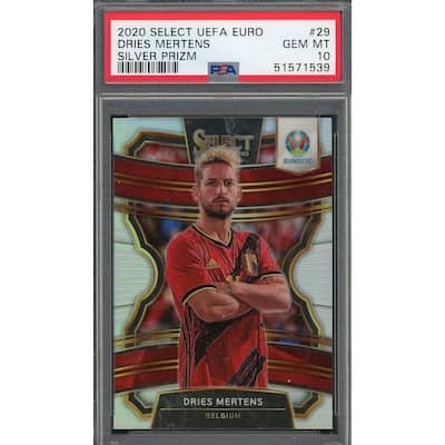 Dries Mertens 2020 Select UEFA Euro Silver Prizm Soccer Card #29 PSA 10 - 8'6" x 11'6"