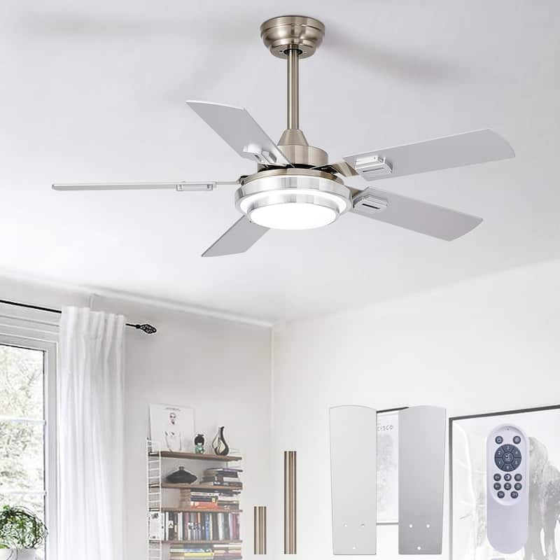 42-52Inch Ceiling Fan with Light: with 5 Blades Dual Finish Reversible - with Remote Control for Living Room Outdoor Patios - 42in - White