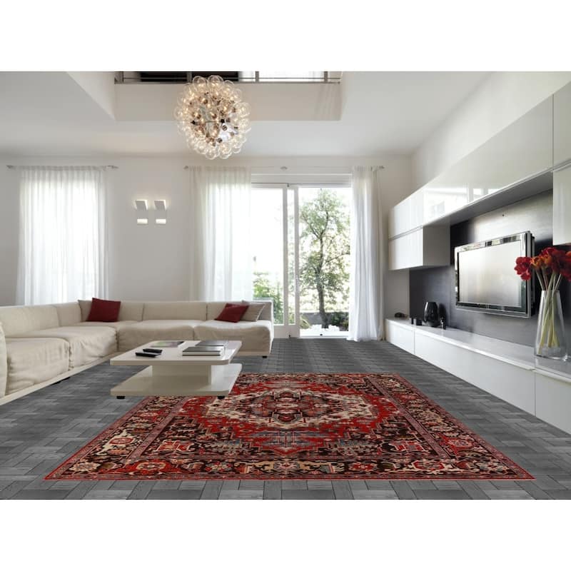 Vegetable Dye Heriz Oriental Area Rug Hand-Knotted Wool Carpet - 10'1"x 13'4"