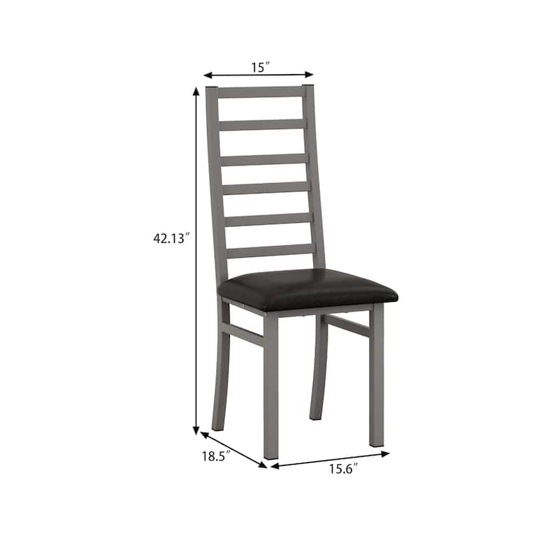 High Back Metal Dining Chairs Set of 2 with PU Upholstered Seats