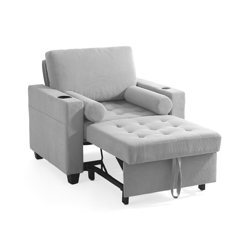 2 Set Convertible Adjustable Lounge 3-in-1 Pull-Out Sleeper Chair Bed