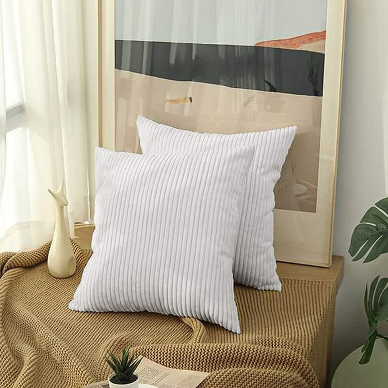 Set of 2 Modern Decorative Soft Corduroy Throw Pillows