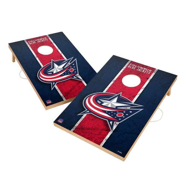 slide 2 of 5, Vintage Columbus Blue Jackets NHL Regulation 2x4 Cornhole Set Include Carry Case
