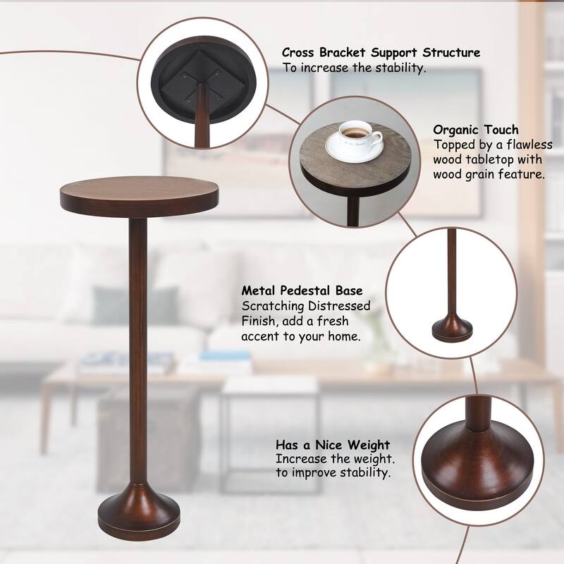 COZAYH Pedestal Small Drinking Table, Contemporary Side Table