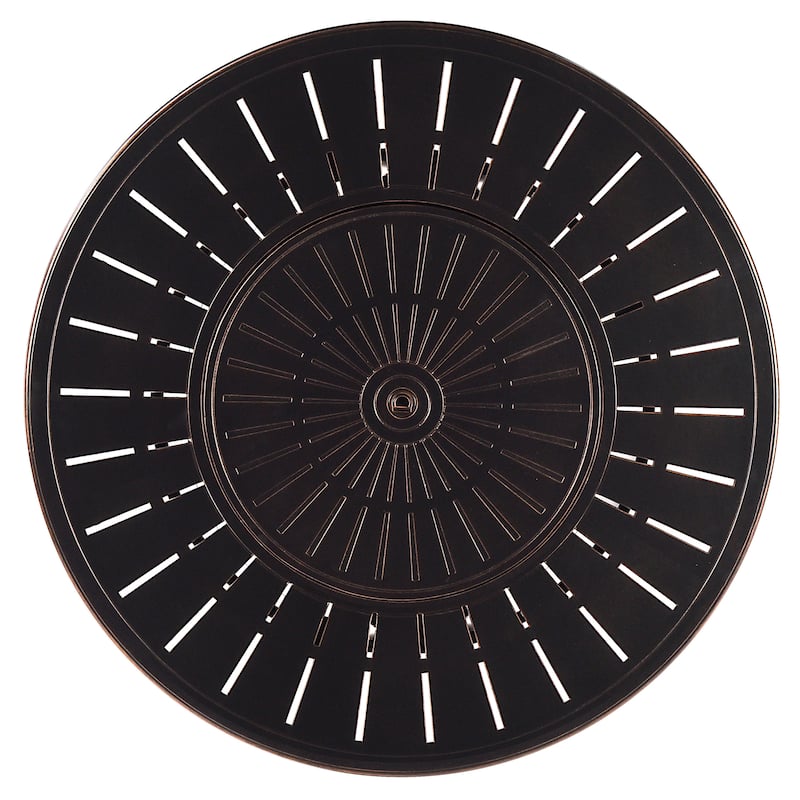 Aluminum Outdoor 44 in. Round Propane Fire Table with Fire Beads, Lid and Fabric Cover, 57,000 BTUs in Antique Copper Finish