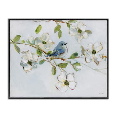 Stupell Bird Perched on Dogwood Framed Giclee Art Design By Sally Swatland