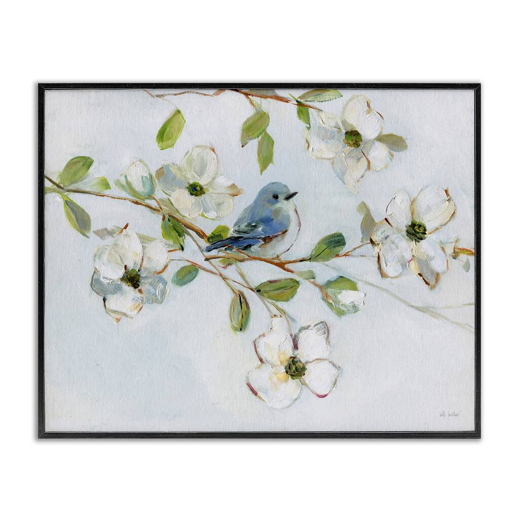 Stupell Bird Perched on Dogwood Framed Giclee Art Design By Sally Swatland