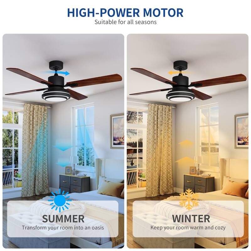 Moasis 52"Modern Ceiling Fan with Light and Remote Control